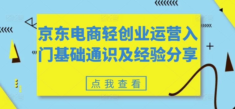 京东电商轻创业运营入门基础通识及经验分享-沐颜网创资源