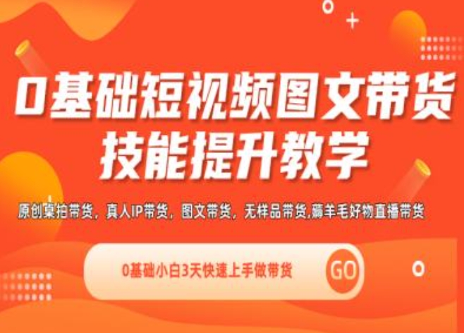 0基本小视频图文并茂卖货实操能力提高课堂教学(视频课堂 视频课程),0基本新手3天快速入门做卖货-沐颜网创资源