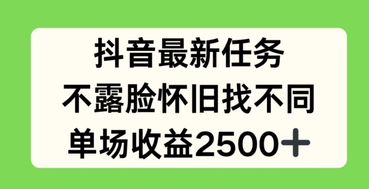 抖音最新每日任务，不露脸复古找不同游戏，场均盈利2.5k【揭密】-沐颜网创资源