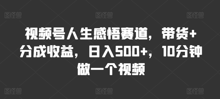 微信视频号人生的感悟跑道，卖货 分为盈利，日入500 ，10多分钟做一个视频-沐颜网创资源