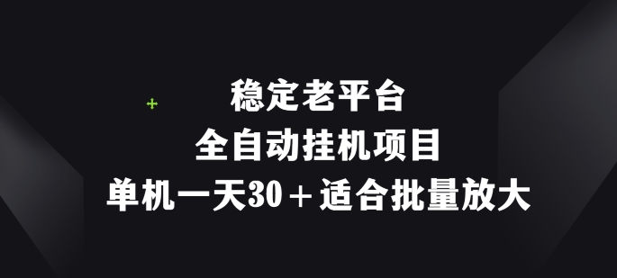 平稳老平台，全自动挂机新项目，单机版一天30 适宜大批量变大-沐颜网创资源