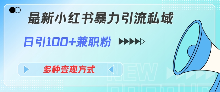 最新小红书暴力引流私域玩法，日引100+兼职粉，多种变现方式-沐颜网创资源
