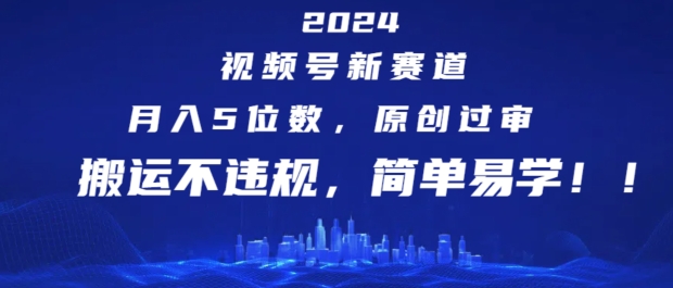 2024视频号新赛道，月入5位数+，原创过审，搬运不违规，简单易学【揭秘】-沐颜网创资源