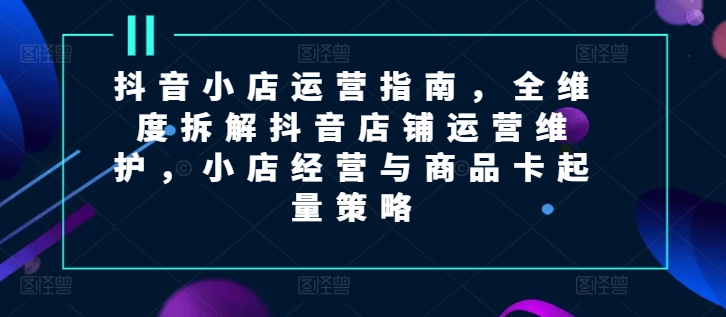 抖音小店运营指南，全维度拆解抖音店铺运营维护，小店经营与商品卡起量策略-沐颜网创资源