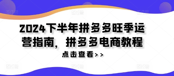 2024后半年拼多多平台高峰期运营指南，拼多多电商实例教程-沐颜网创资源