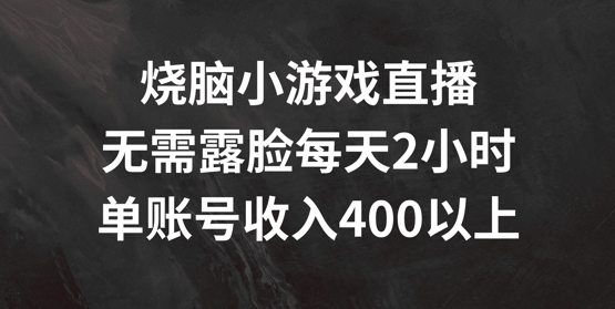 烧脑小游戏直播间，不用漏脸每日2钟头，单账户日入400 【揭密】-沐颜网创资源