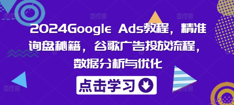 2024Google Ads教程，精准询盘秘籍，谷歌广告投放流程，数据分析与优化-沐颜网创资源