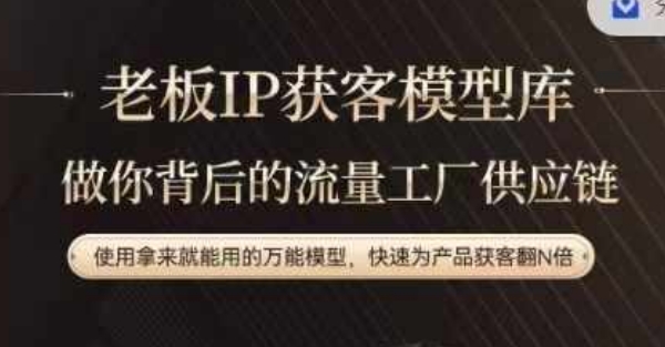 老板IP流量供应链，动作越少，账号越好，使用拿来就能用的万能模型，快速为产品获客翻N倍-沐颜网创资源