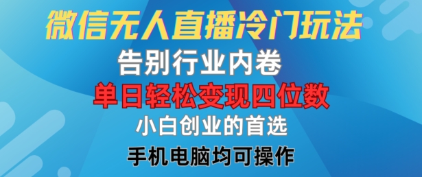 微信无人在线小众游戏玩法，道别业内卷，单日轻轻松松转现四位数，新手的自主创业优选【揭密】-沐颜网创资源