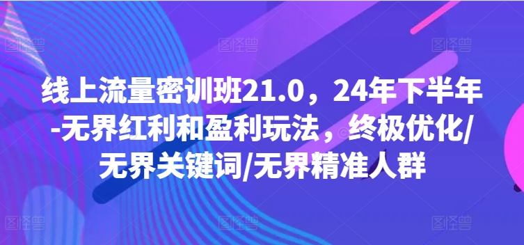 用户流量密训班21.0，24年年底-无边收益和盈利游戏玩法，最终提升/无边关键字/无边精准客户-沐颜网创资源