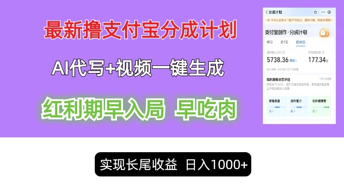 新视频一键生成和AI代笔撸支付宝钱包写作分为，轻轻松松日入1k-沐颜网创资源