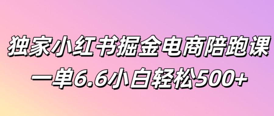 独家代理小红书的掘金队电子商务陪跑课一单6.6新手轻轻松松5张-沐颜网创资源