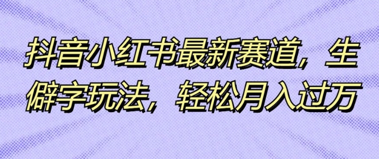 抖音小红书最新生态，不认识的字游戏玩法，轻轻松松月入了万-沐颜网创资源
