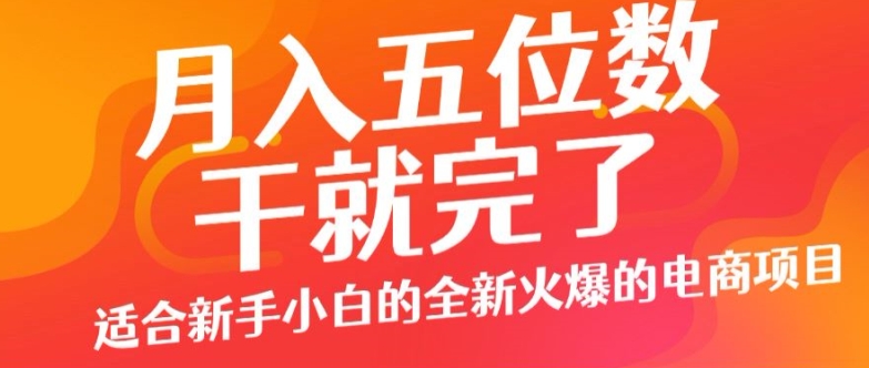 月入五位数，干就完了， 适宜新手入门一个全新的火热的电商项目-沐颜网创资源