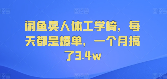 淘宝闲鱼人体工学座椅，天天都是打造爆款，一个月做了3.4w-沐颜网创资源