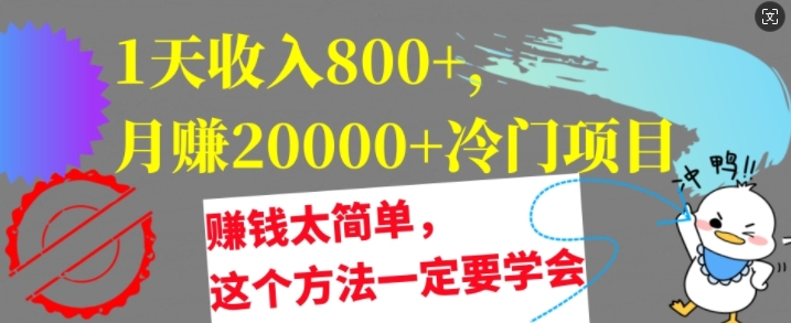 1天收益8张，月赚2w 蓝海项目，挣钱太简单了，用这种方法一定要学会【干货知识】-沐颜网创资源