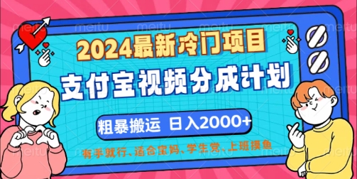 2024全新蓝海项目，支付宝钱包短视频分为方案，立即粗鲁运送，有手就行-沐颜网创资源