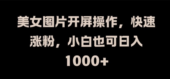 美女图片开屏操作，快速涨粉，小白也可日入1k【揭秘】-沐颜网创资源
