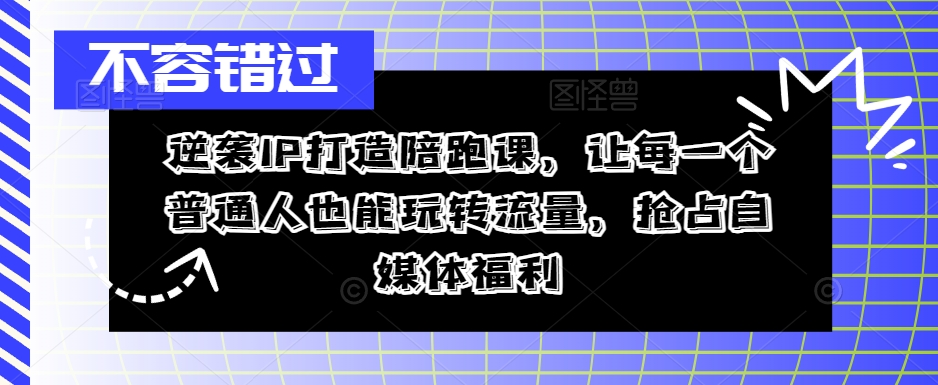 逆袭IP打造陪跑课，让每一个普通人也能玩转流量，抢占自媒体福利-沐颜网创资源