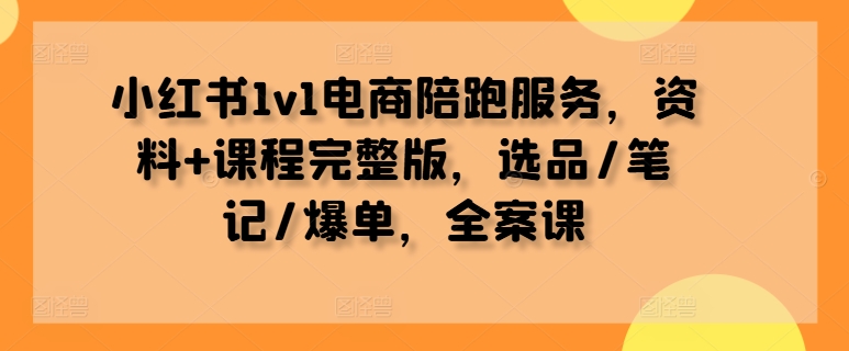 小红书1v1电商陪跑服务，资料+课程完整版，选品/笔记/爆单，全案课-沐颜网创资源