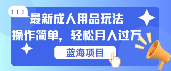 最新成人用品项目玩法，操作简单，动动手，轻松日入几张【揭秘】-沐颜网创资源