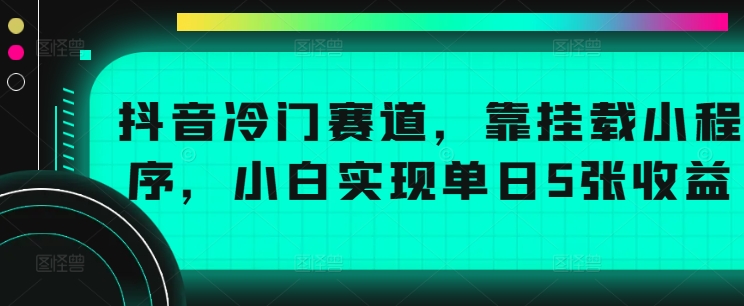 抖音冷门赛道，靠挂载小程序，小白实现单日5张收益-沐颜网创资源