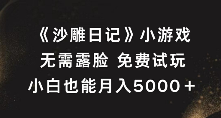 《沙雕日记》小游戏，无需露脸免费试玩，小白也能月入5000+【揭秘】-沐颜网创资源