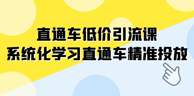 淘宝直通车-低价引流课，系统性学习淘宝直通车精准推送-沐颜网创资源