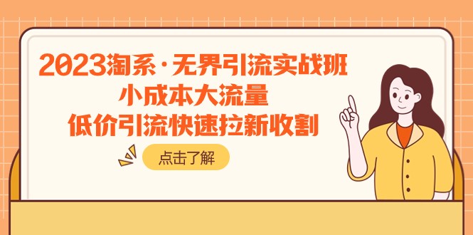 2023淘宝·无边引流方法实战演练班：低成本高流量，低价引流迅速引流收种-沐颜网创资源