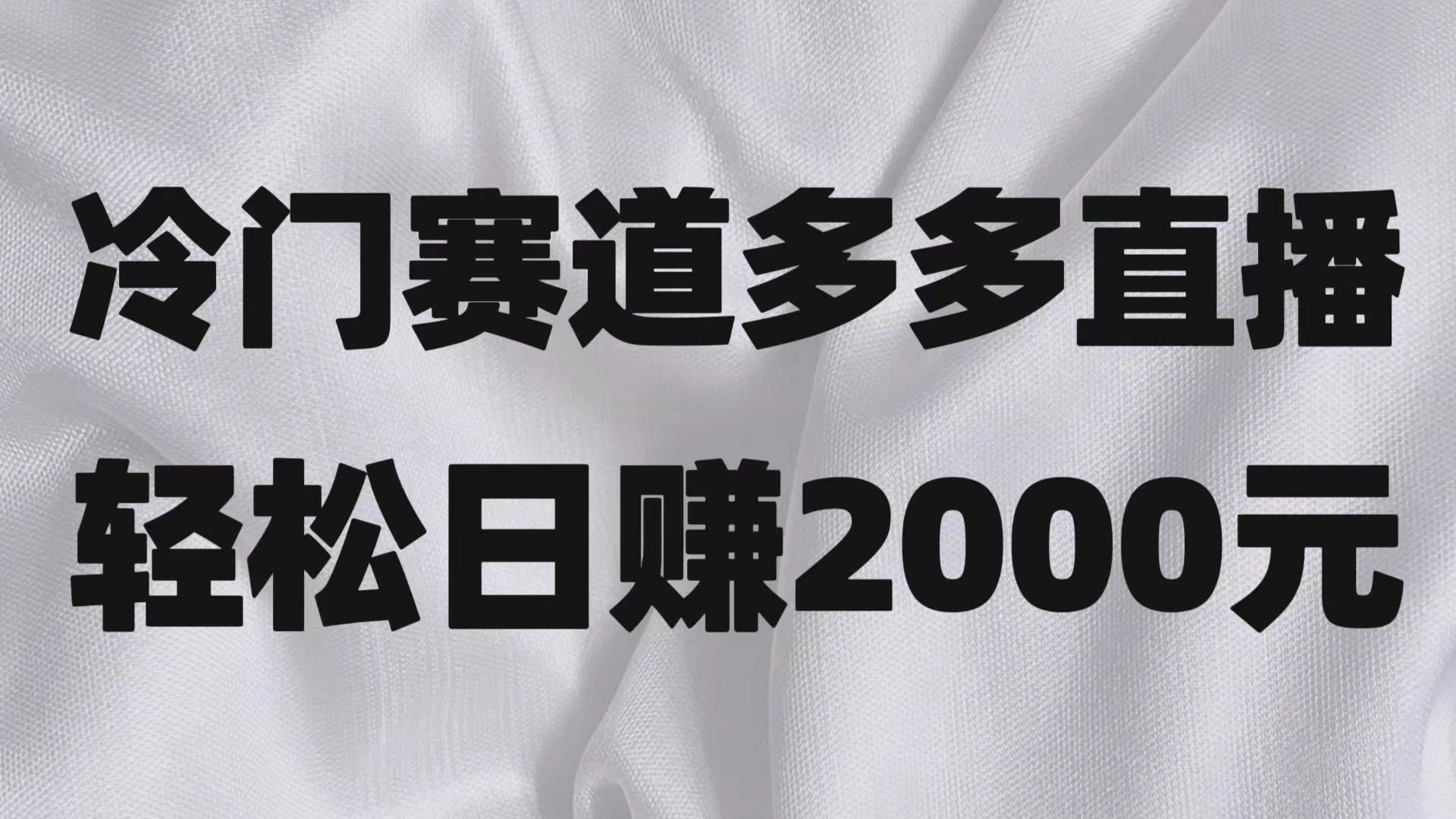 小众跑道拼多多直播新项目，简易念文章，日盈利2000＋-暖阳网-优质付费教程和创业项目大全-沐颜网创资源