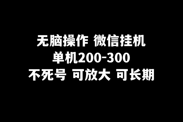 没脑子实际操作微信挂机单机版200-300一天，不死号，可变大-暖阳网-优质付费教程和创业项目大全-沐颜网创资源