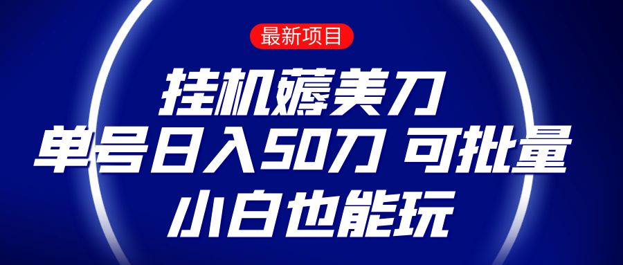薅羊毛项目  零投入挂机薅美刀    单号日入50刀  可批量  小白也能玩-沐颜网创资源