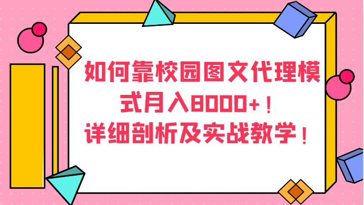 怎样靠校园内图文并茂分销模式月收入8000 ！详尽分析及实战教学！-沐颜网创资源