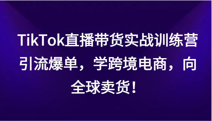 TikTok直播卖货实战演练夏令营，引流方法打造爆款，学跨境电子商务，面向全球卖东西！-沐颜网创资源