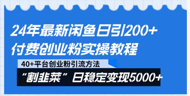 24年最新闲鱼日引200+付费创业粉，割韭菜每天5000+收益实操教程！-沐颜网创资源