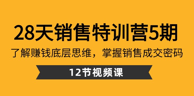 28天市场销售夏令营5期：掌握挣钱思维模式，把握销售成交登陆密码-沐颜网创资源