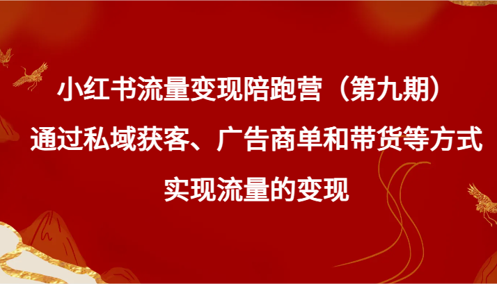 小红书的数据流量变现陪跑营根据公域拓客、广告主单和卖货等方式实现数据流量变现-沐颜网创资源