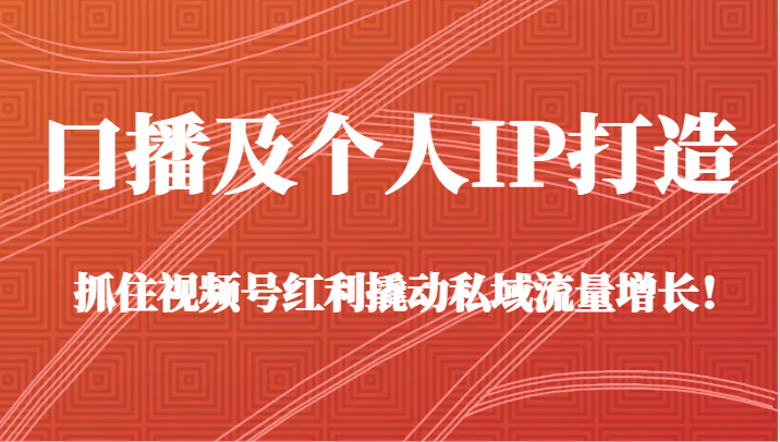 口播文案和个人IP打造出，把握住微信视频号收益撬起私域流量池提高！-沐颜网创资源