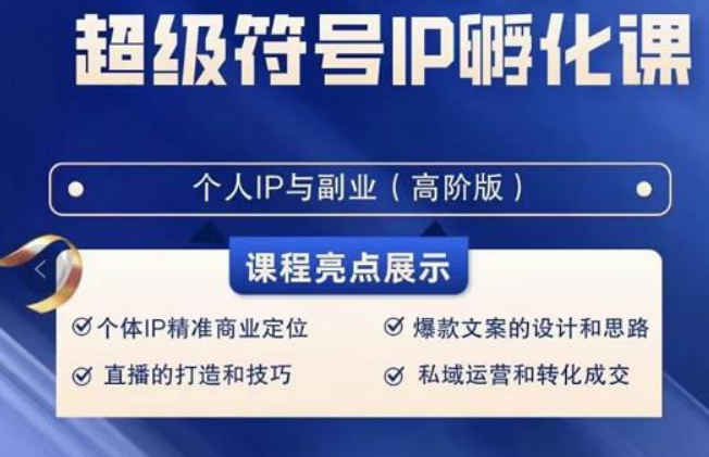 品牌符号IP卵化高级课，创建流量思维底层思维，打造属于自身IP-沐颜网创资源