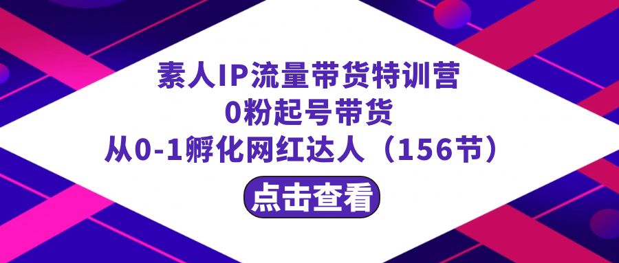 繁星·计划素人IP流量带货特训营：0粉起号带货 从0-1孵化网红达人-沐颜网创资源