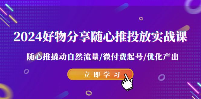 2024好物分享随心推投放实战课 随心推撬动自然流量/微付费起号/优化产出-沐颜网创资源