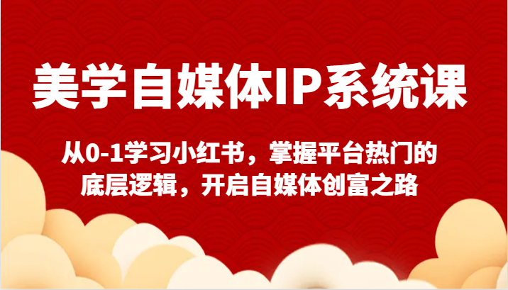 美学自媒体IP系统软件课-从0-1学习培训小红书的，把握服务平台比较热门的底层思维，打开自媒体平台财富之途-沐颜网创资源