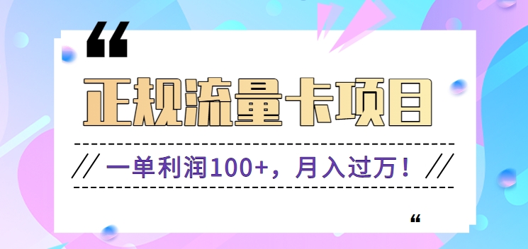 靠谱流量卡新项目，一单利润100 ，月入了万！每个人能做-沐颜网创资源