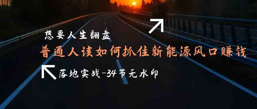 需要人生道路逆风翻盘，平常人如何抓住新能源技术出风口挣钱，落地式实战案例课-沐颜网创资源