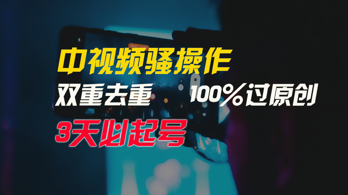 中视频迷之操作，双向去重复100%过原创设计，3天比必养号，简易没脑子，月入3W-沐颜网创资源