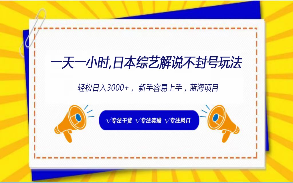 日本综艺节目讲解防封号游戏玩法，轻轻松松日入1000 ，全新生态-沐颜网创资源