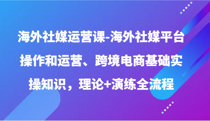 国外社交媒体运营课-国外社交媒体平台操作和经营、跨境电子商务基本实际操作专业知识，基础理论 演习全过程-沐颜网创资源