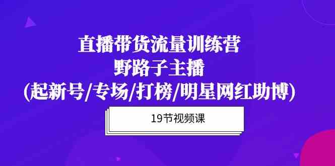 直播带货流量特训营，野路子主播(起新号/专场/打榜/明星网红助博)-沐颜网创资源