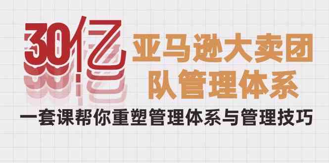 30亿亚马逊平台热销精英团队管理模式，一套课替你重构管理模式与管理技能-沐颜网创资源