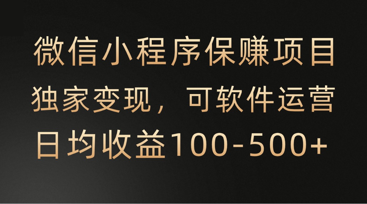 微信小程序，腾讯保赚项目，可软件自动运营，日均100-500+收益有保障-沐颜网创资源